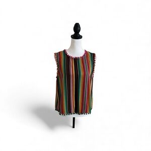 Ivy Jane Multicolor Striped Pom-Pom Blouse